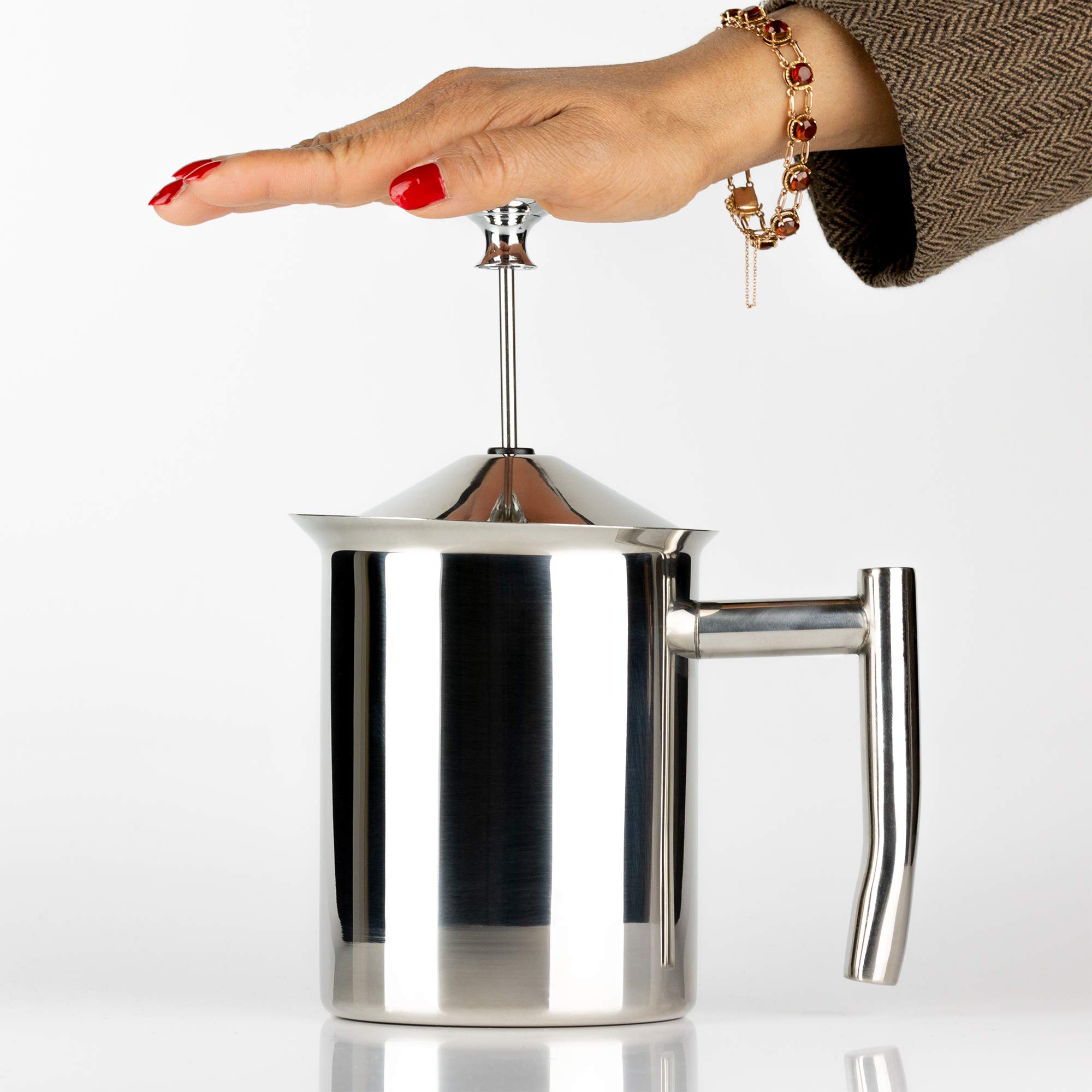 Café Ole Stainless Steel Milk Frothing Jug, Highly Polished, 400ml, Silver - Image 3