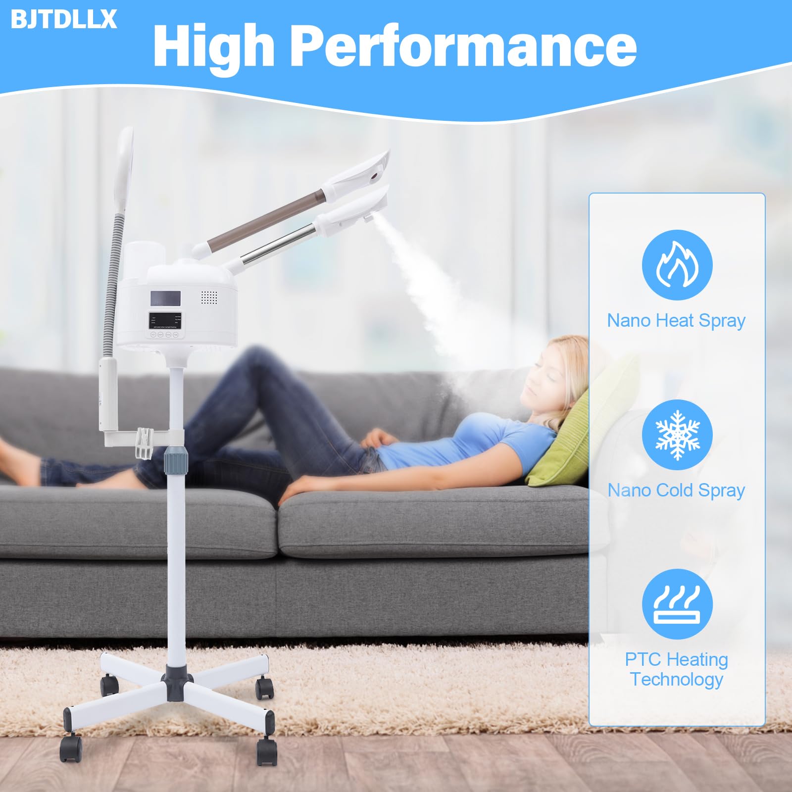 Gesichtsdampfer Bedampfer Kosmetik Facial Steamer Professionell 2 in 1 Vapozon Dampfgerät für Gesicht Heißer und Kalter Gesichtssauna Spa Dampfgerät mit LED Leuchte und Lupen