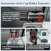 Vista 6 de Expansor de portavasos para automóvil, adaptador extensor de portavasos con brazo expandible y base ajustable, compatible con Yeti Ramblers de 14 a