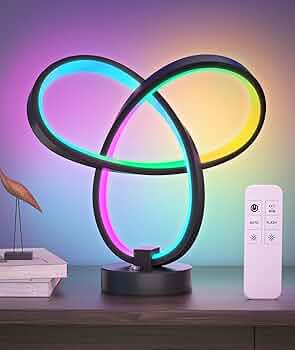Modern Table Lamps, RGB+IC Color Changing Lamp with 16 Lighting Modes, Remote and Touch Control Dimmable Spiral Table Lamp with Memory Function, Cool Lamps for Bedroom, Gaming, Nightstand