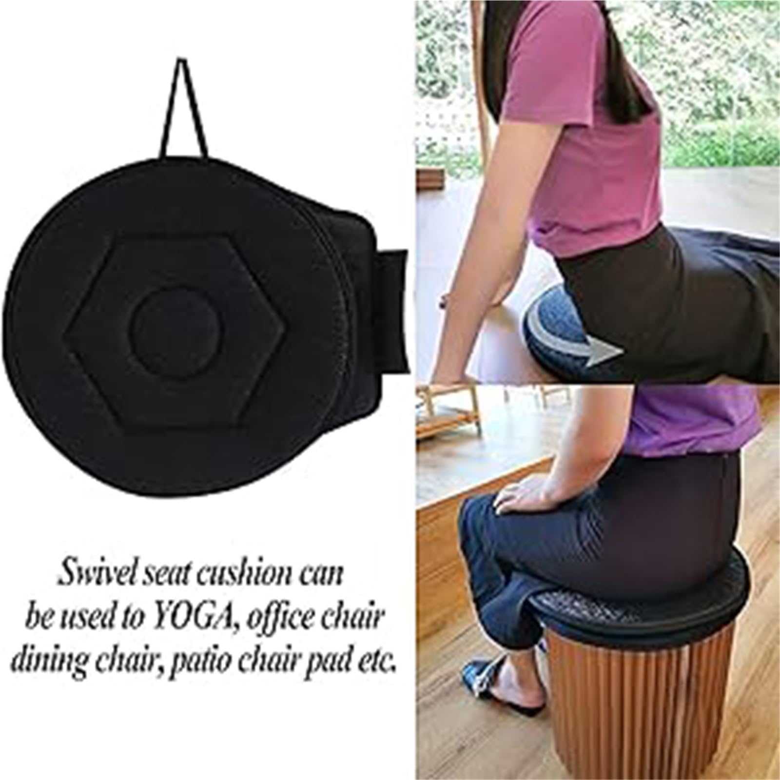 Cojín de Asiento Giratorio, cojín Giratorio de 360 ​​Grados for Asiento de Coche, cojín Giratorio Universal para Coches, Asientos(Black)
