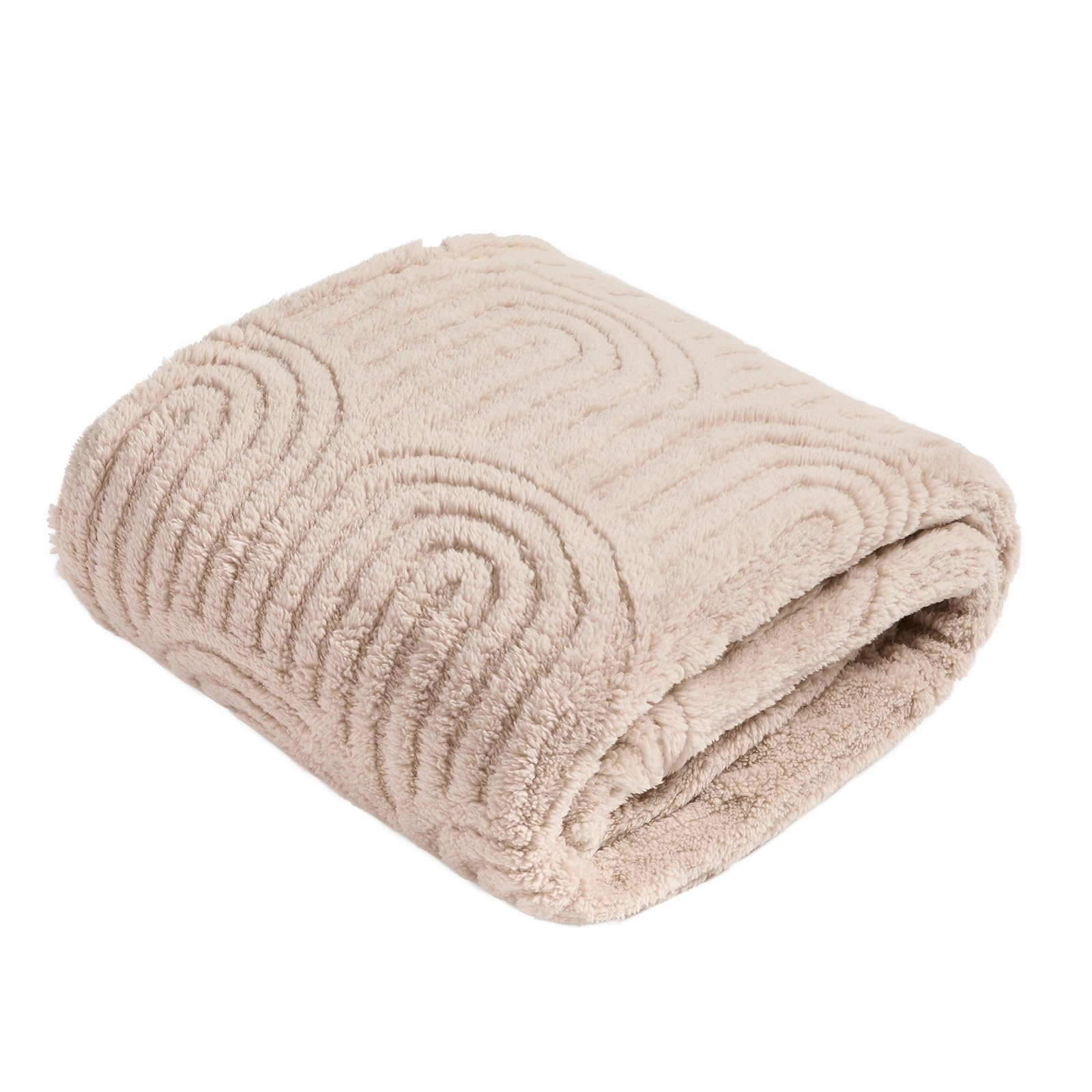 OHS Tufted Arches Teddy Fleece Throw Blanket, Super Soft Cosy Warm Blanket for Bed Couch Settee Decorative Throws for Sofas Large Lightweight Comfy Bed Throw, Mink - 180 x 200cm