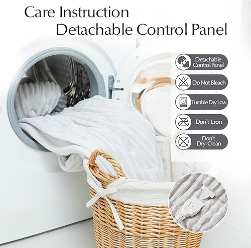 Miniatura 8 de Manta térmica eléctrica tamaño individual, suave y acogedora manta eléctrica de franela gruesa y sherpa para cama, sistema de seguridad automático,