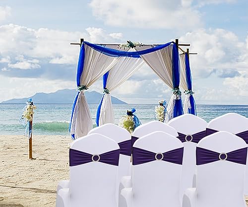 Vista 16 de Bandas negras para silla, 50 unidades, bandas elásticas de elastano con hebillas deslizantes, lazos elásticos universales para sillas para boda