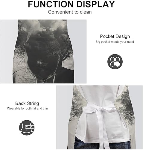 Miniatura 6 de MUSM Apron for Adults - 27.6 X 31.5 Inch, Heavy-Duty Polyester Aprons with Two Large Pockets, Waterproof Man in Hoodie Kitchen Apron for Cooking,