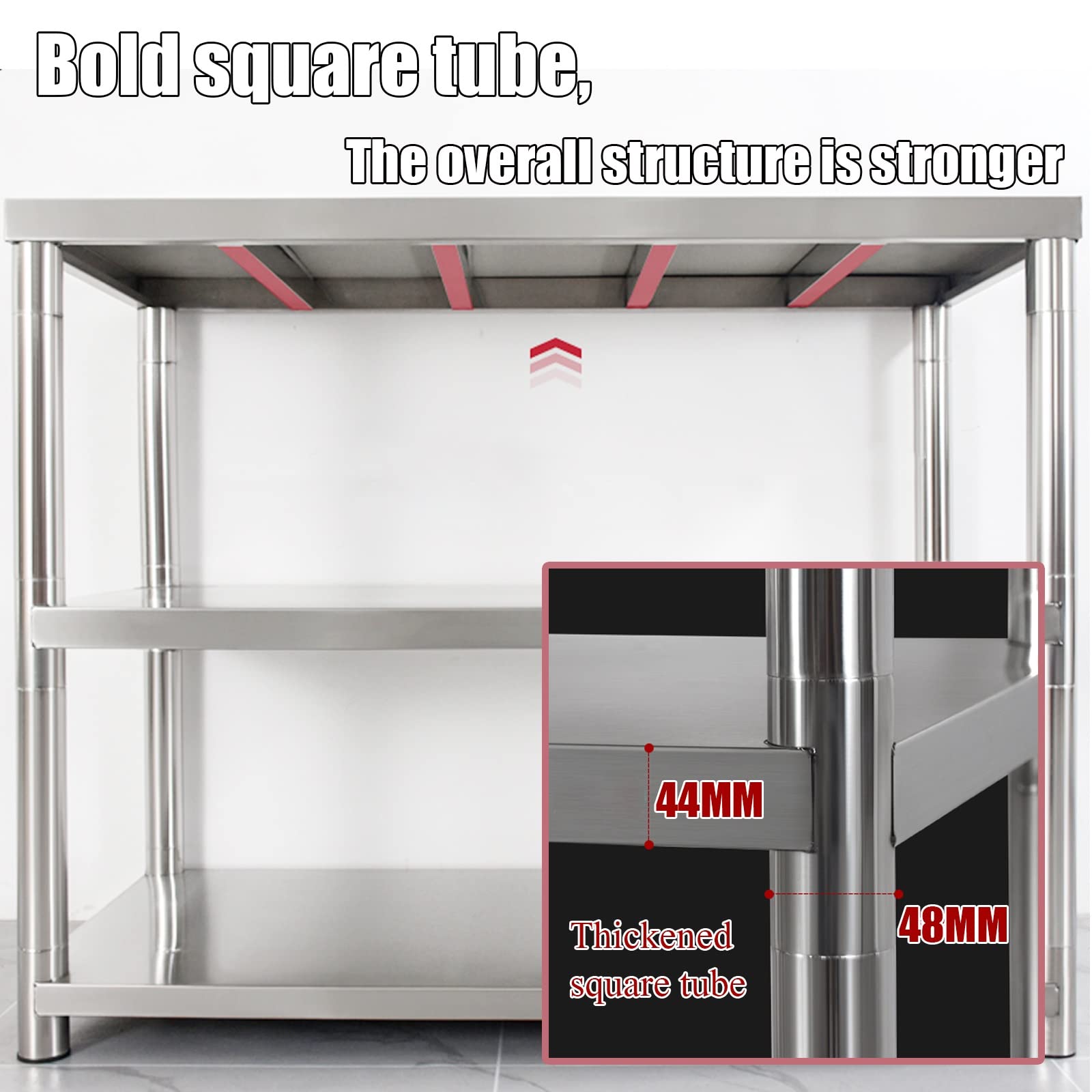 Banco da lavoro in metallo, banco da lavoro in acciaio inox, tavolo in acciaio inox, forniture per ristoranti tavolo commerciale robusto con ripiano inferiore e backsplash, per ristorante, casa e