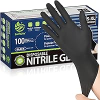 SWIFTLITE Black Nitrile Gloves: Food Safe, Latex & Powder Free Disposable Gloves for Cooking, Cleaning, 100 Count