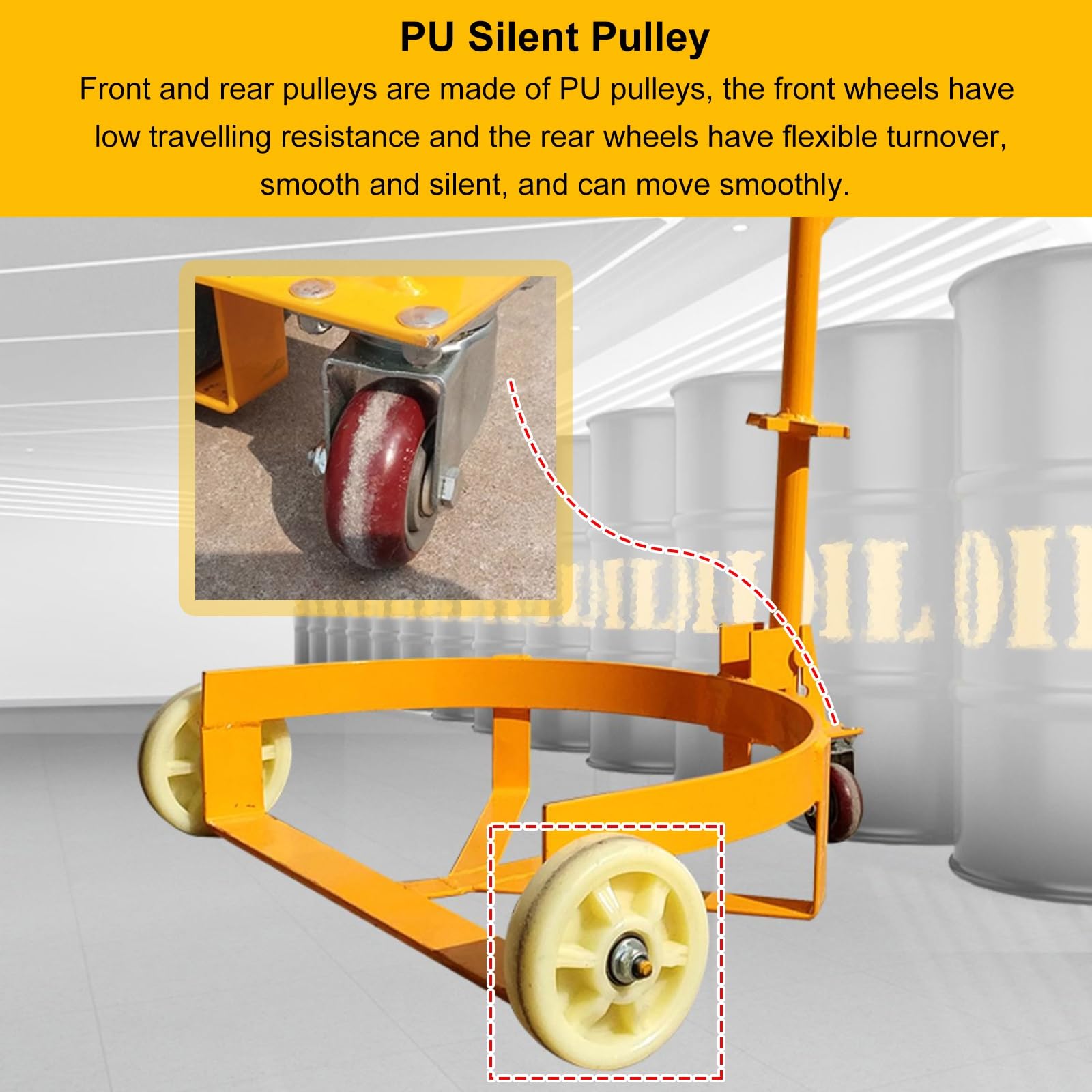 Carrello portafusti Industriale da 55 tonnellate - Robusto Supporto per fusti con Maniglie Rimovibili e Supporti a U, Adatto per fusti in Ferro e plastica - Soluzione per facilitare Le Opera