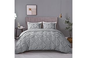 KING-SIZED, GREY, PINCH PLEATED DUVET COVER