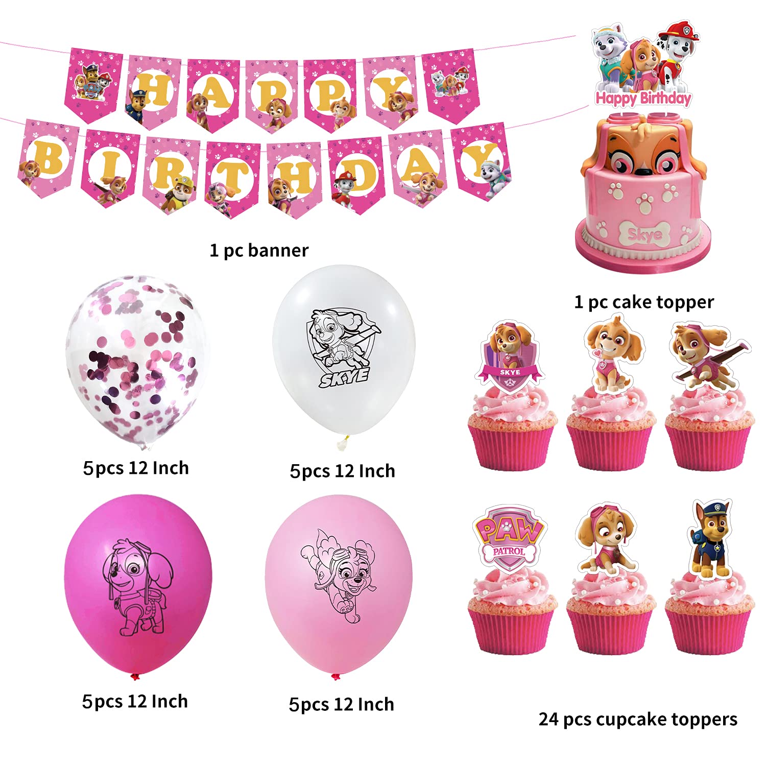 Buy LA FIESTA Skye Paw Patrol Birthday Decorations Paw Patrol