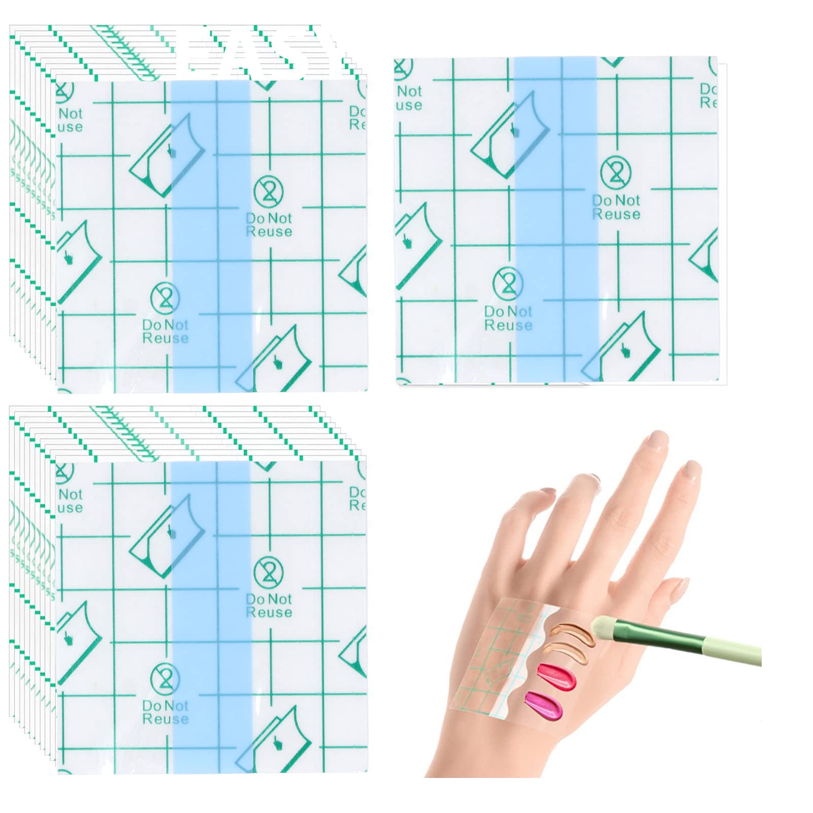 Makeup Hand Palette 200pcs Makeup Hand Palette Disposable Single Use PU Film Adhesive Hand Palette