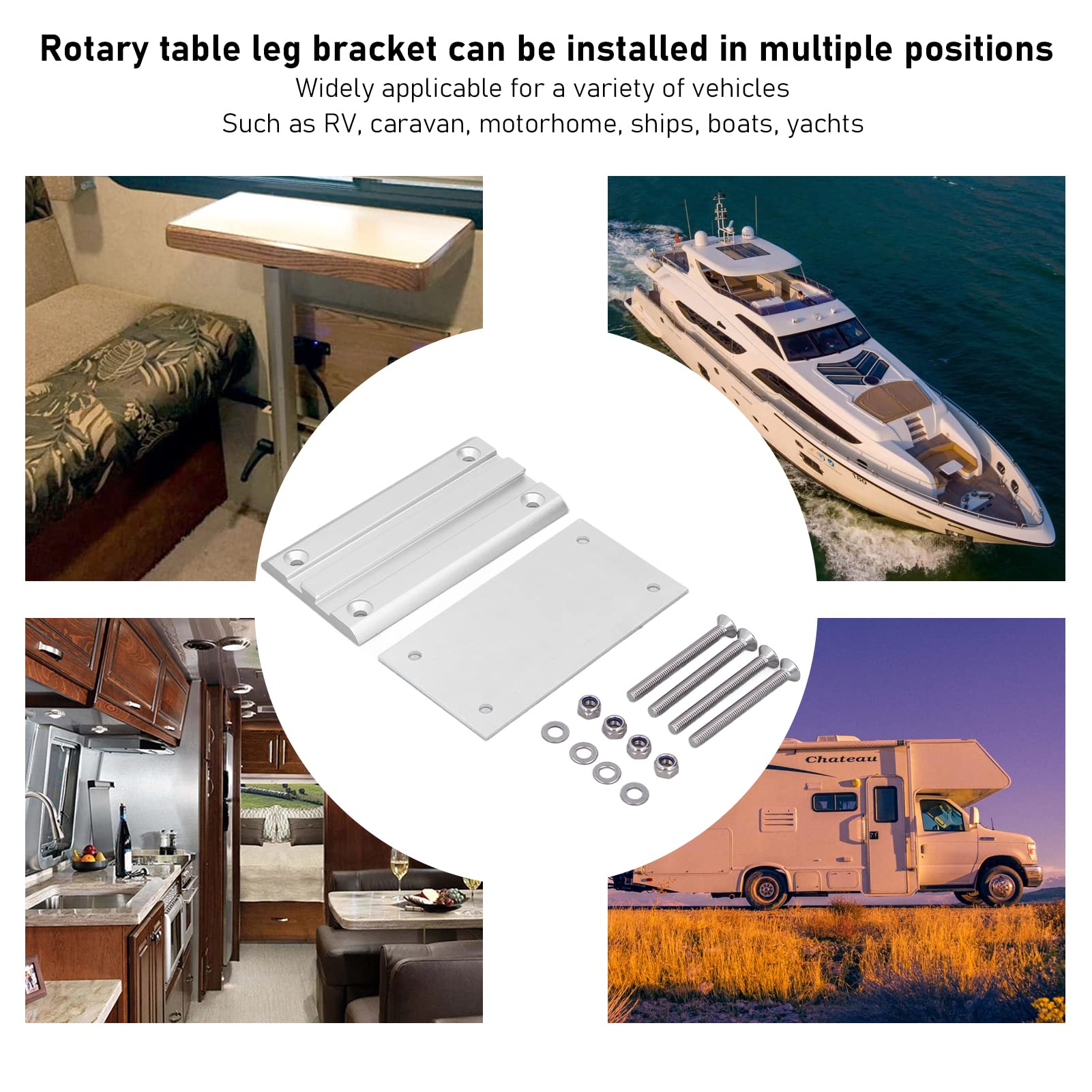QANYEGN Removable Table Leg Bracket, Aluminum Alloy Rotatable Surpport, RV Rotatable Surpport for Yachts RV Motorhome