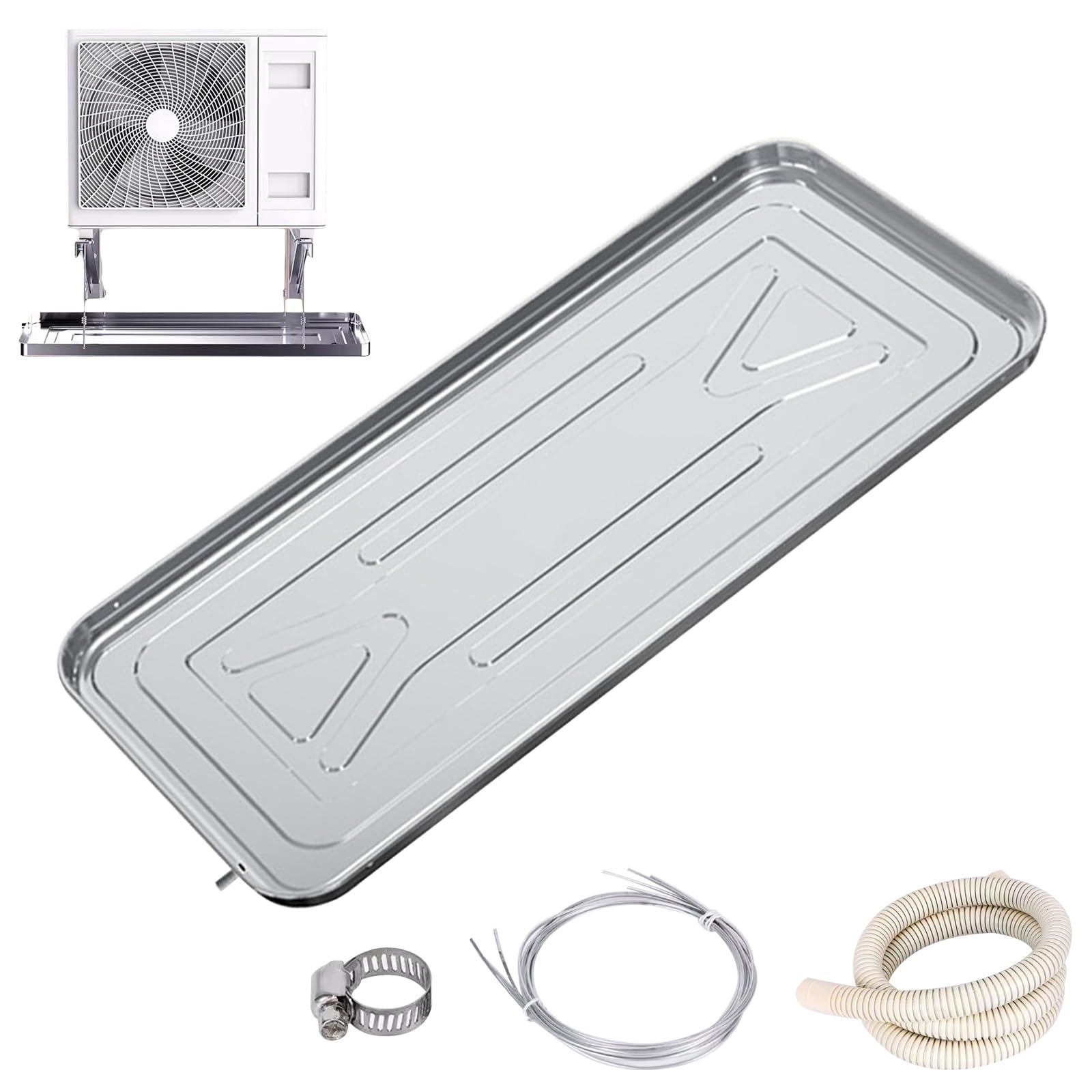Bandeja Aire Acondicionado, WAGLI, Acero Inoxidable, Plateado, Tray, 100 * 47.5 * 3cm, 2.6 kg, Kit de Montaje Incluido