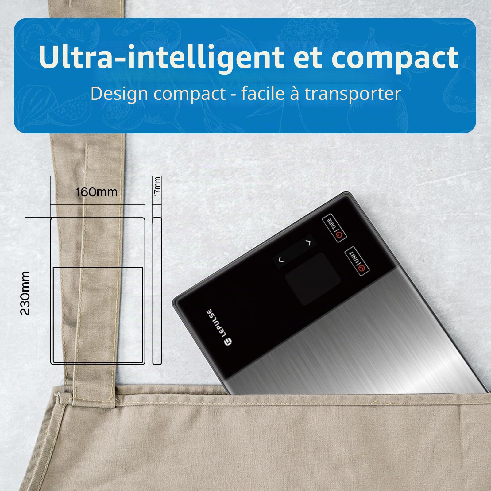 Balance de cuisine numérique avec calcul des valeurs nutritionnelles, balance alimentaire avec 24 analyses nutritionnelles, balance alimentaire en acier inoxydable de 5 kg, écran couleur TFT, 50 hors