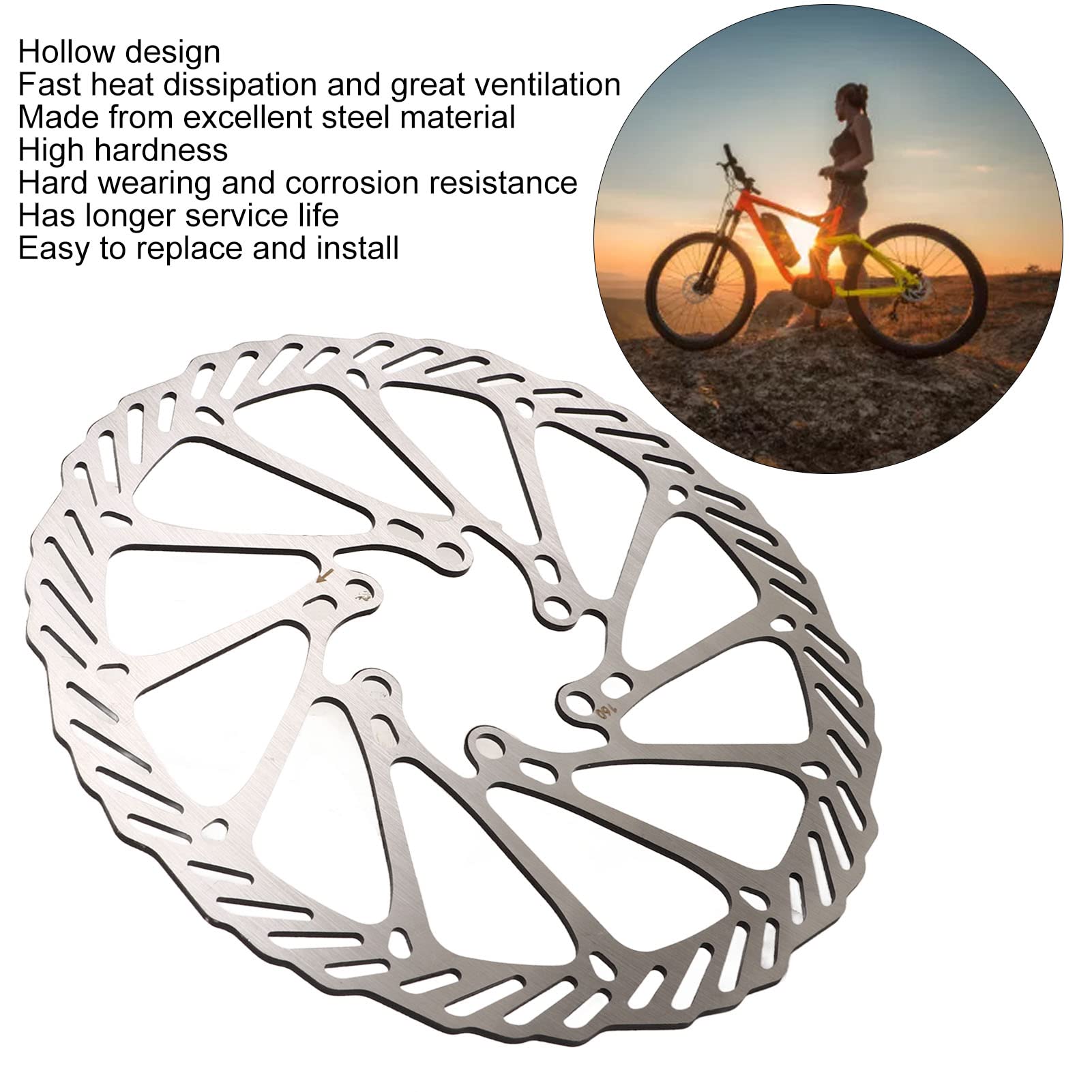 2 PCS Bike Disc Brake Rotor, Heavy Duty Bicycle Disc Brake Rotor Steel Mountain Bike Accessory for Mountain Road Bicycle (160mm)