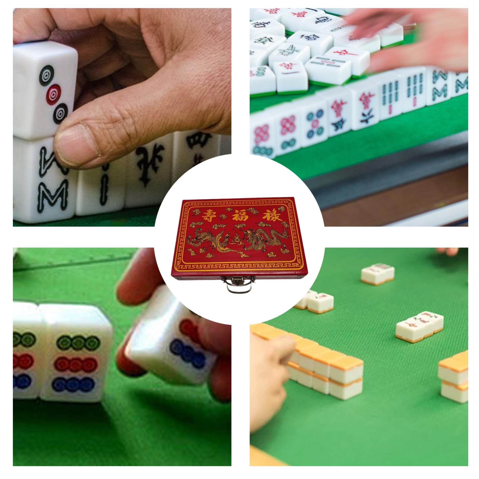 Set Mini Mahjong, set di tessere Mahjong cinesi portatili con custodia