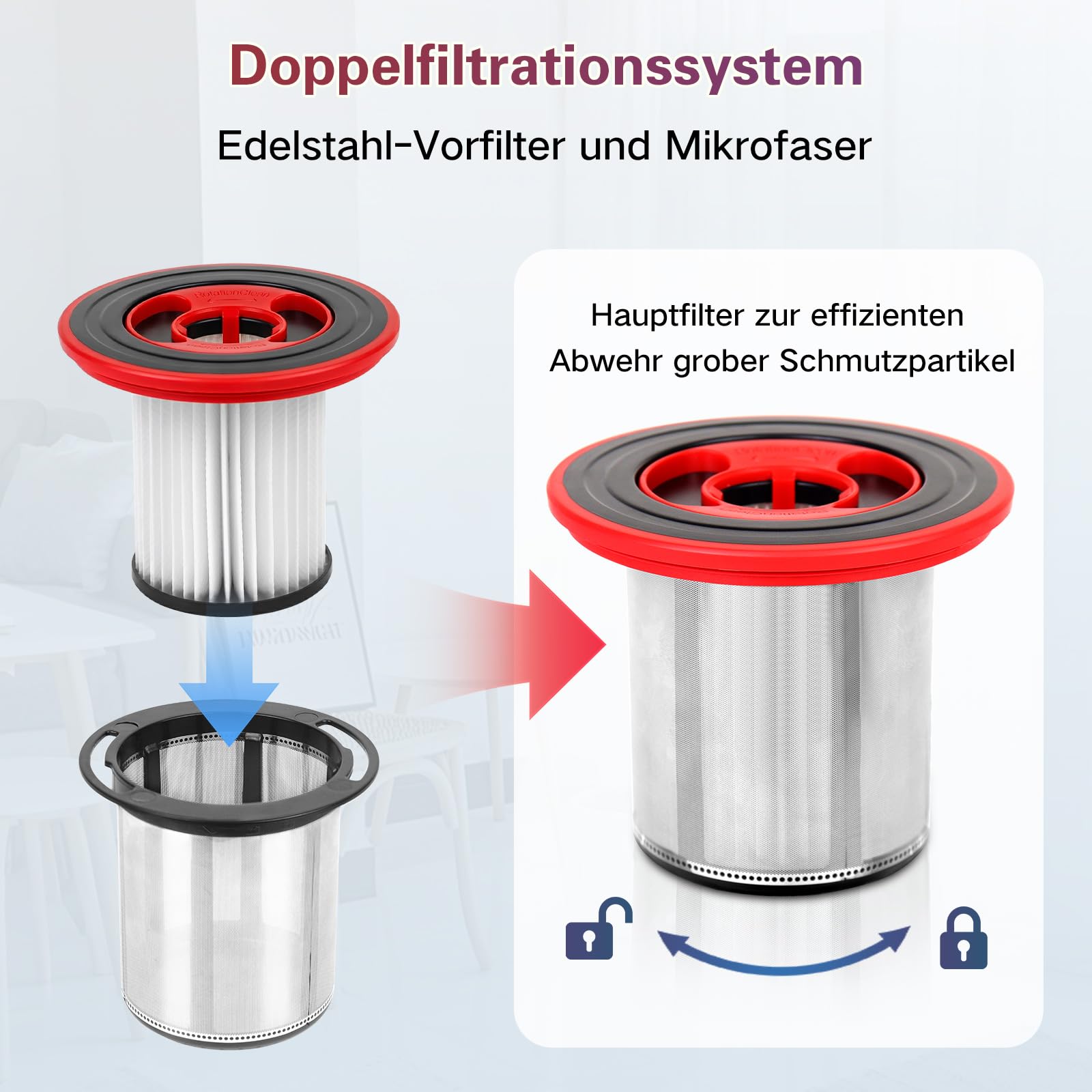 4 Stück 12040193 Ersatzfilter für Bosch Unlimited Serie 7 Akku-Staubsauger BKS711XXL, BBS711W, BBS712A, BCS711GB, BKS711MALL Filter mit Reinigungsbürste