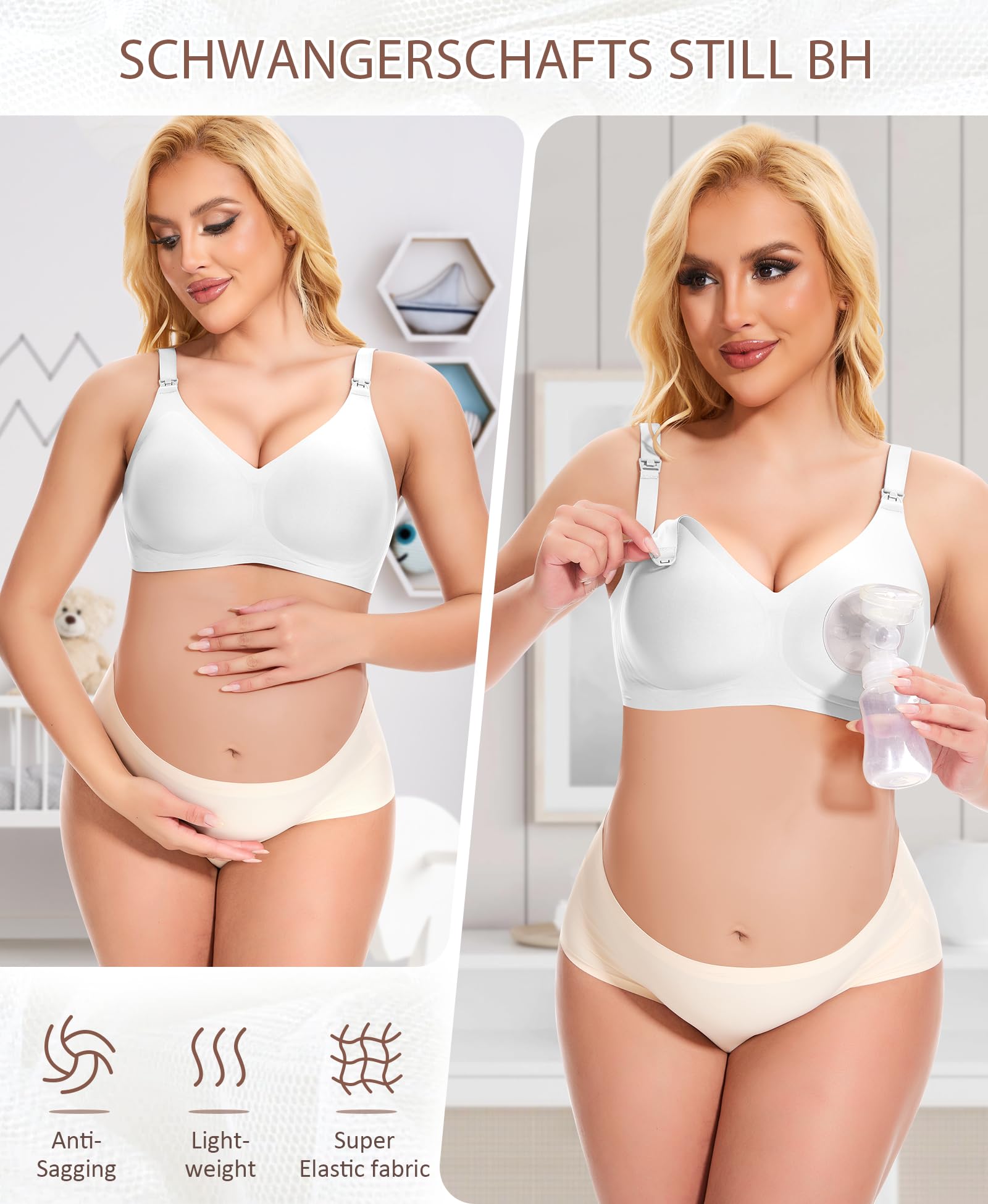 QooNoo Reggiseno per allattamento e gravidanza, senza ferretto, da donna