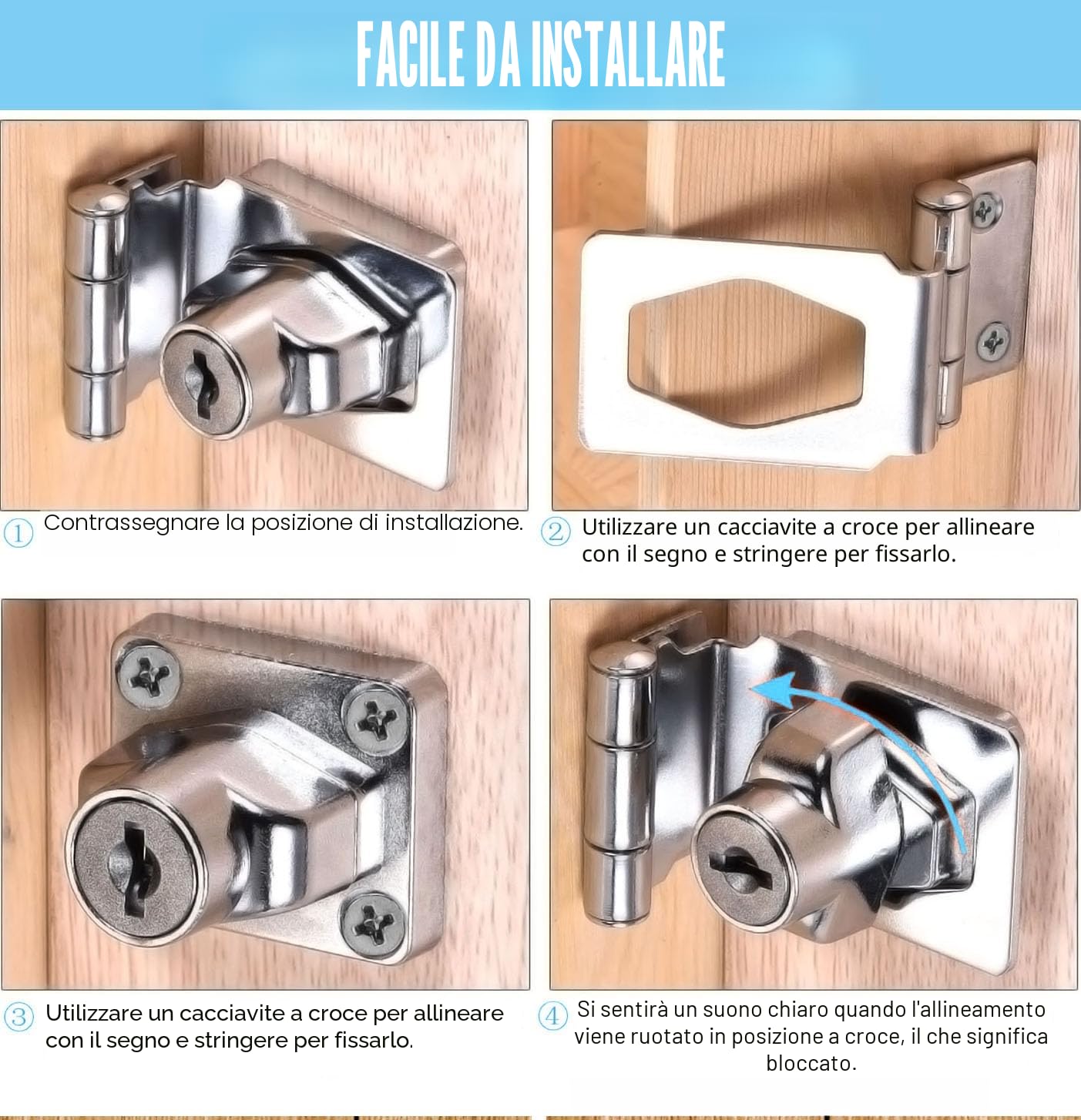 Lucchetto a serratura, chiusura a chiave con diverse chiavi, cassetto armadietto Serratura, Lucchetto Hasp, Chiusure Hasp, chiavistello, serratura per porte (Silver Right Angle 3 Inch)