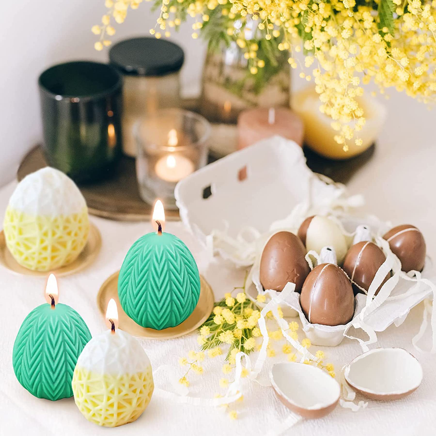 Stampo In Silicone Per Uova Di Pasqua - Forma 3D Con Coniglietto Per Candele E Resina