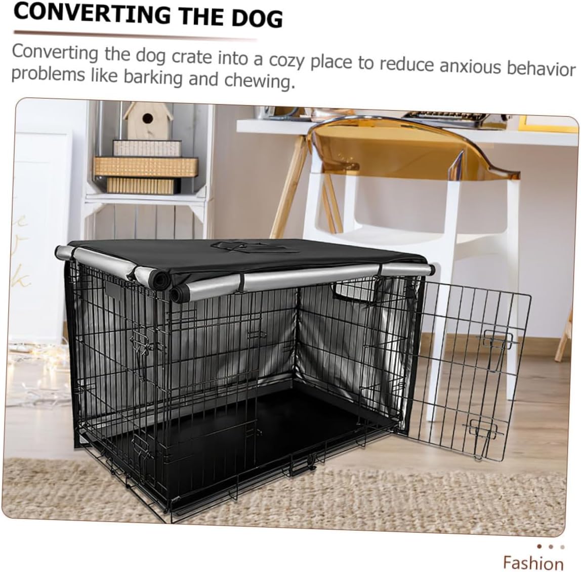 Happyyami Dog Kennel Covers Pet Crate Protective Cover Windproof Oxford Cloth Design for Indoor Outdoor