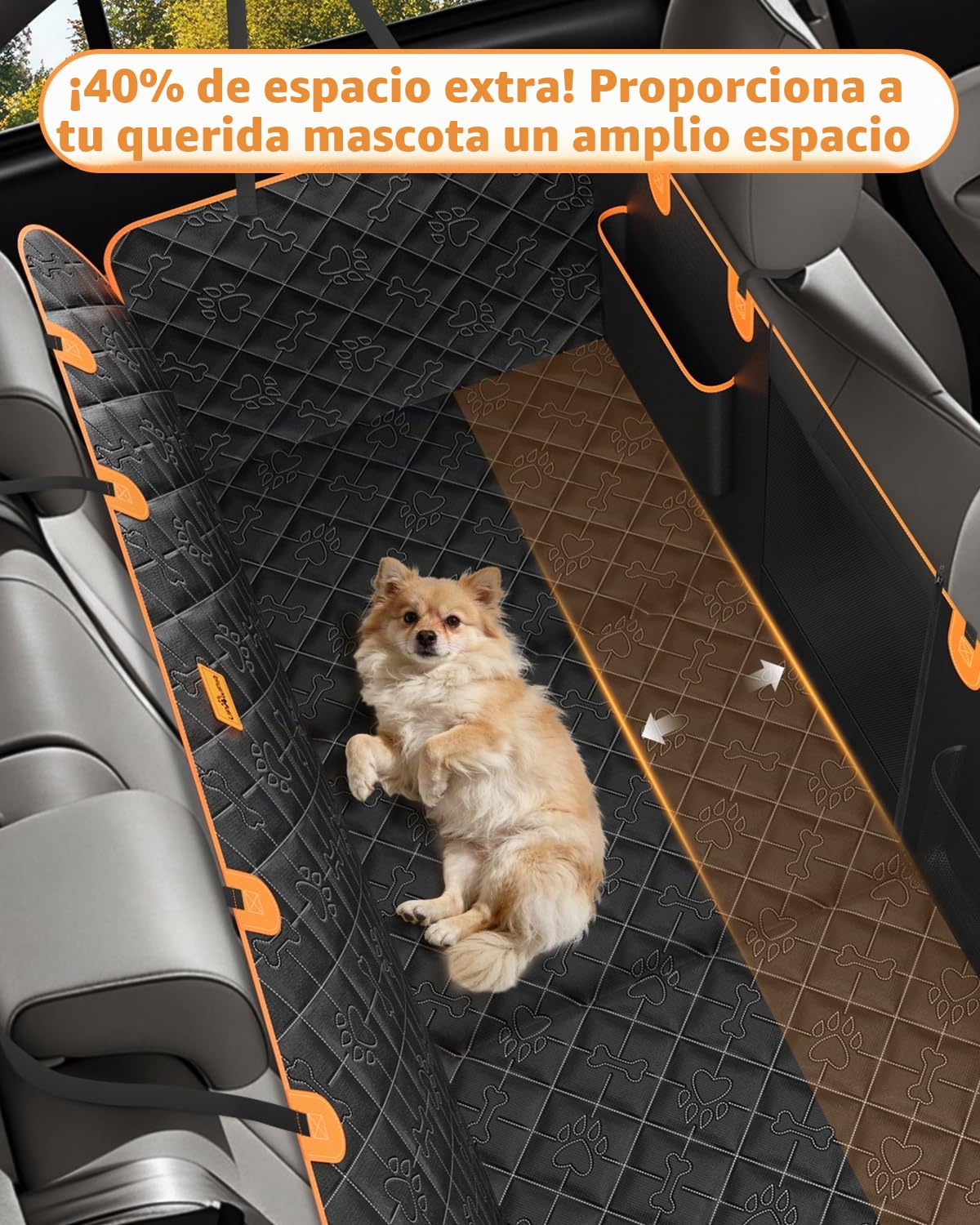 Base Rígida Funda Coche Perro Impermeable Extensión Protector Coche Perros Asiento Trasero Antideslizante Antiarañazos Funda Perro Coche Se adapta a la mayoría de automóviles, camionetas y SUV
