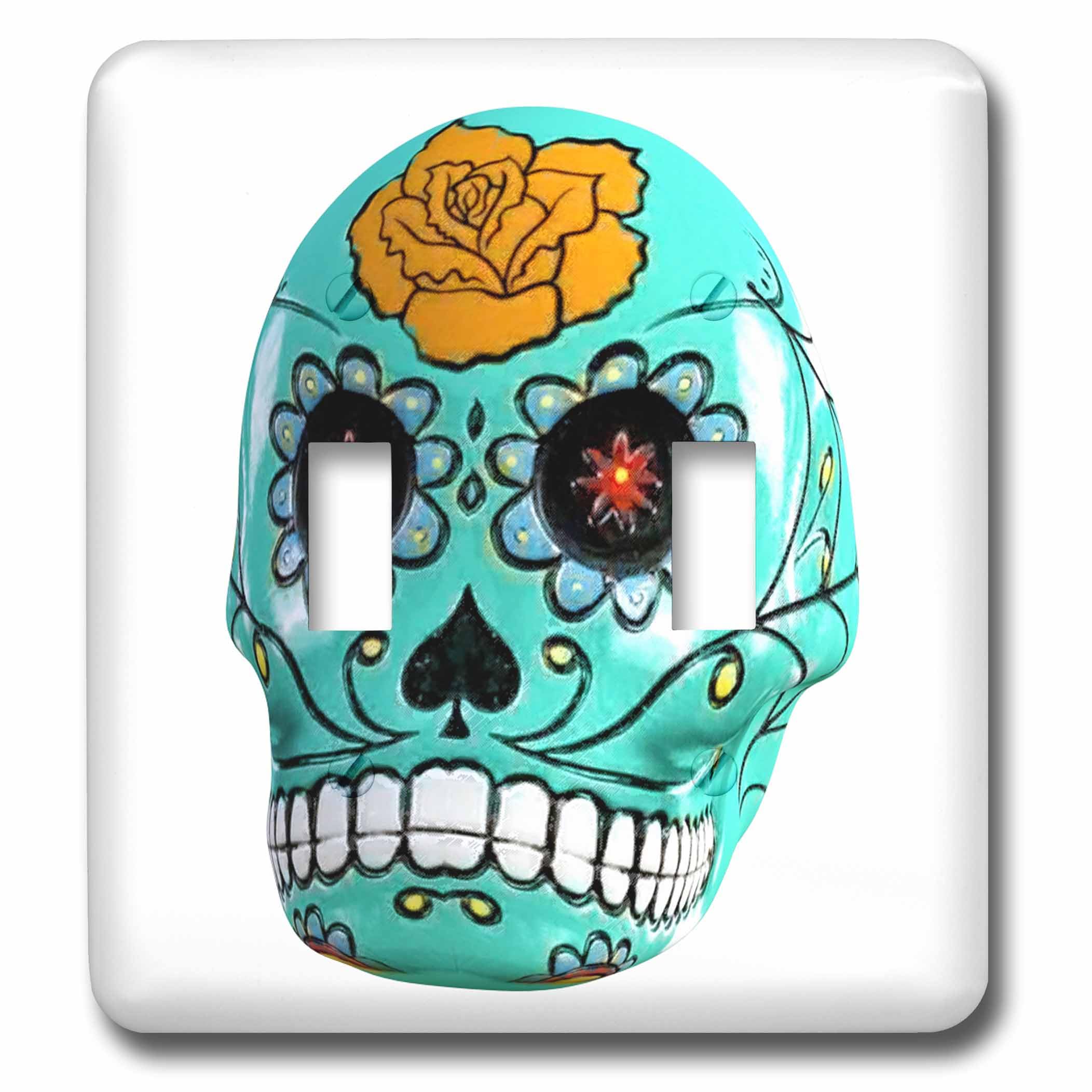 Interrupteur à bascule double 3dRose lsp_244274_2 Candy Skull au design mexicain aqua