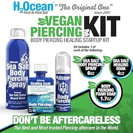 H2Ocean Complete Sea Salt Saline Vegan Body Piercing Healing and Cleansing Kit for Ear, Nose, Bellybutton, and All Body Piercings