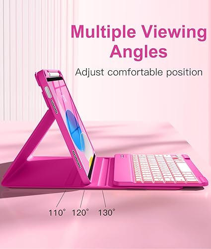 Vista 13 de Hamile Funda para iPad de 11ª y 10ª generación con teclado - 7 colores retroiluminados Inalámbricos Desmontable Folio Funda de teclado con soporte