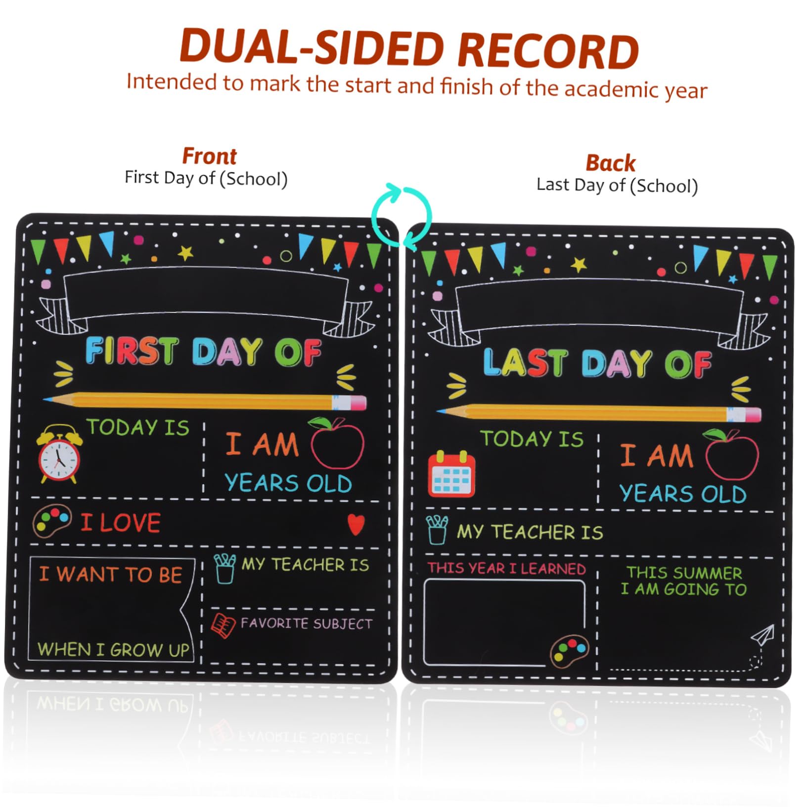 DOITOOL 4 Piezas Tablero Escolar Doble Cara de Madera para Primer Día de Colegio Pizarra Reutilizable para Fotos Decoraciones de Clase para Preescolar y Primaria