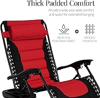 Vista 4 de Best Choice Products Silla acolchada de gravedad cero de gran tamaño, reclinable plegable para patio al aire libre, tumbona antigravedad XL
