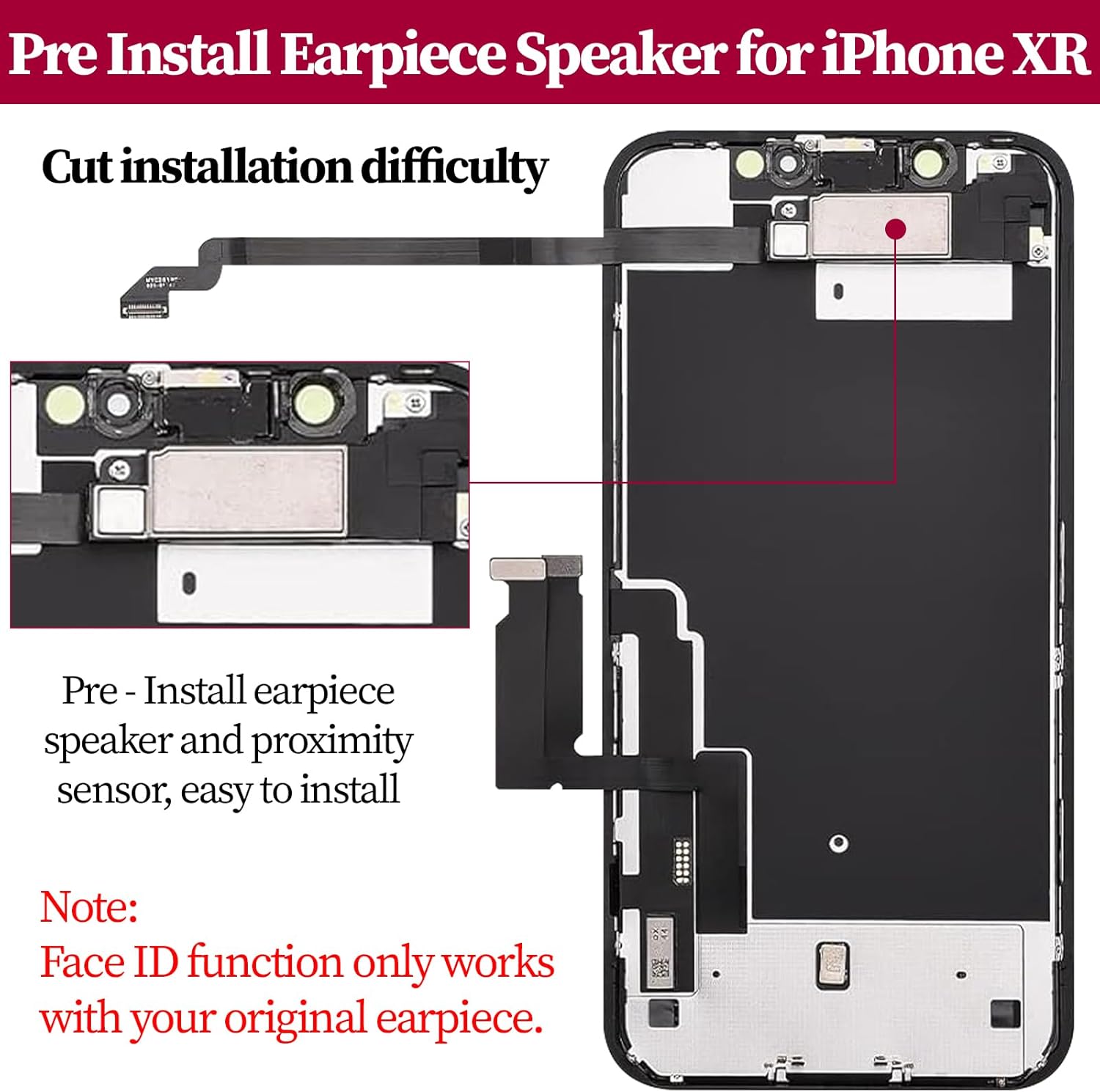 for iPhone XR Screen Replacement Kit with Earpiece Speaker Flex Cable and Proximity Sensor 3D Touch FHD Incell LCD Display Digitizer Full Assembly with Repair Tool A1984 A2105 A2106 A2108 6.1 inch