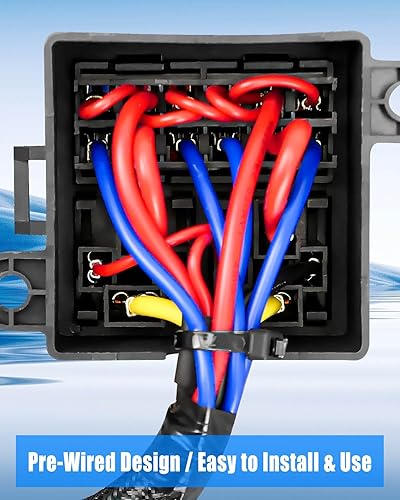 Miniatura 9 de Caja de relés de fusibles impermeable precableada  15 ranuras ATCATO, 10 soportes de relé con relés y fusibles  Bloque para automóvil, camión,