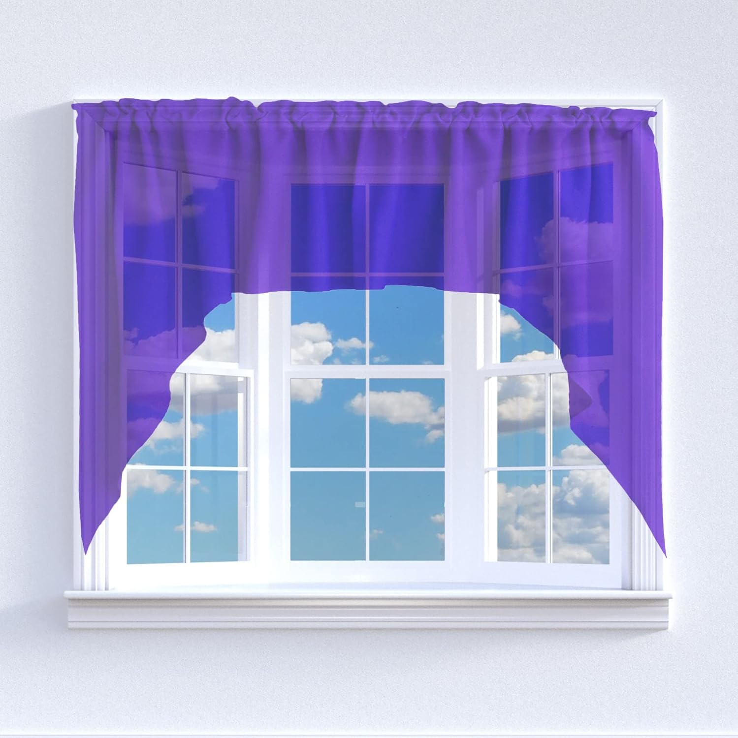 lovemyfabric Solid Sheer Organza Swag Valance Window Treatment/Window Décor (Swag Style 72" Wide / 36" Tall, Purple)