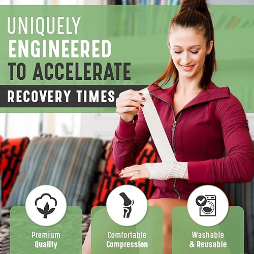 Miniatura 2 de Vendaje elástico de alta calidad (paquete de 2 pulgadas, 2 unidades), cierres de velcro en ambos extremos, rollo de compresión hipoalergénico sin