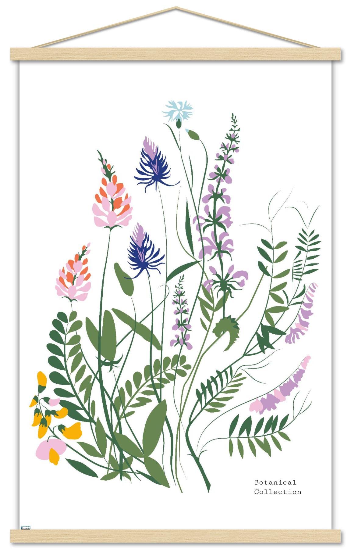 Trends International Botanical Collection - Wild Flowers Wall Poster, 22.375" x 34", Premium Print and Beechwood Hanger Bundle