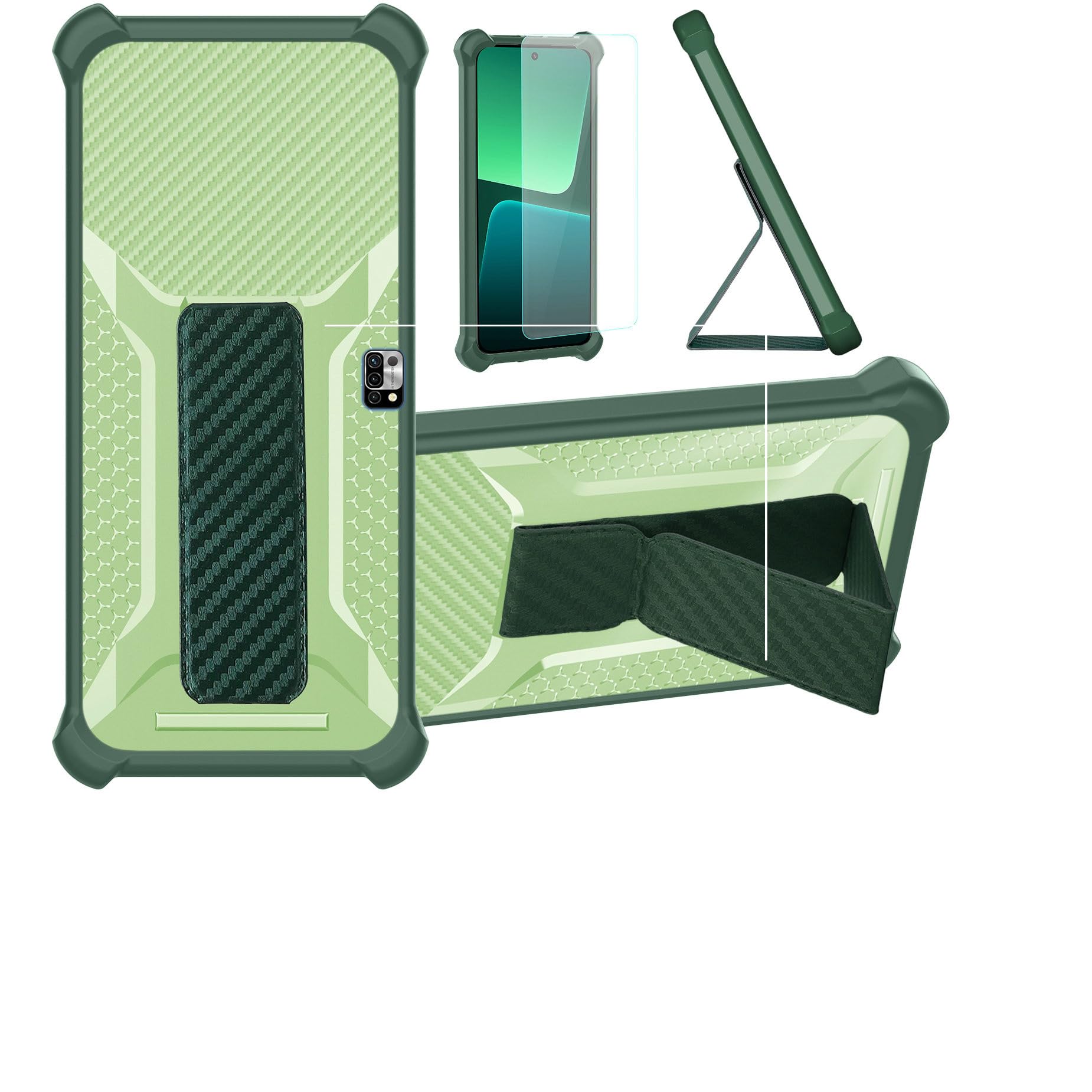 bojioderf Case Compatible for UMIDIGI Power 5 Phone Case Cover [with Tempered Glass Screen Protector] Hybrid Case [Folding Support Magnetic] [Frosted