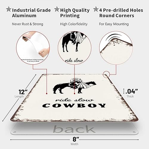 Miniatura 2 de Funny Metal Signs Poster 8x12inch Retro Cowboy Quote: Western Pin-Up Aluminum Tin Sign Wall Art Decoration Painting For Home Bar Office Decor