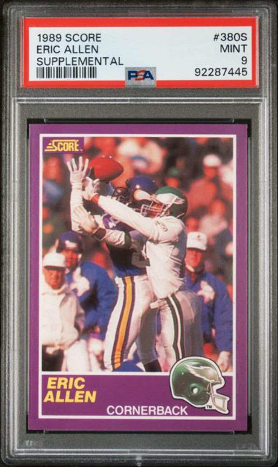 Graded 1989 Score Supplemental Eric Allen #HOF25 Rookie RC Football Card PSA 9 Mint