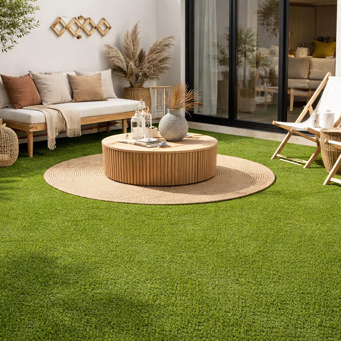 Acomoda Textil – Césped Artificial Alta Densidad 20mm para Interior Exterior. Rollo Hierba Sintética con Orificios Drenaje y Fácil Instalación para Jardín, Terraza, (Altura 20mm, 1x2,5m)