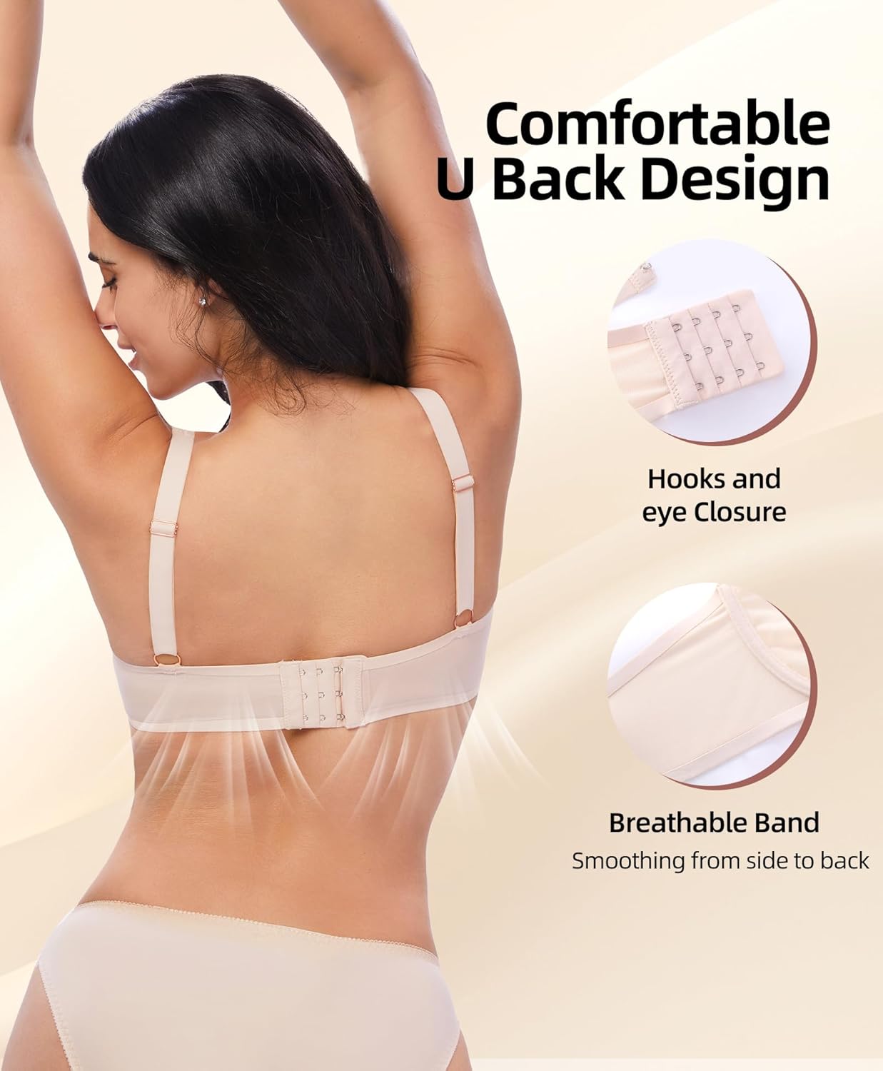 Women's Sheer Balconette Bra Sexy Mesh Full Coverage See Through Unlined Underwire Supportive Plunge Bras - Image 3