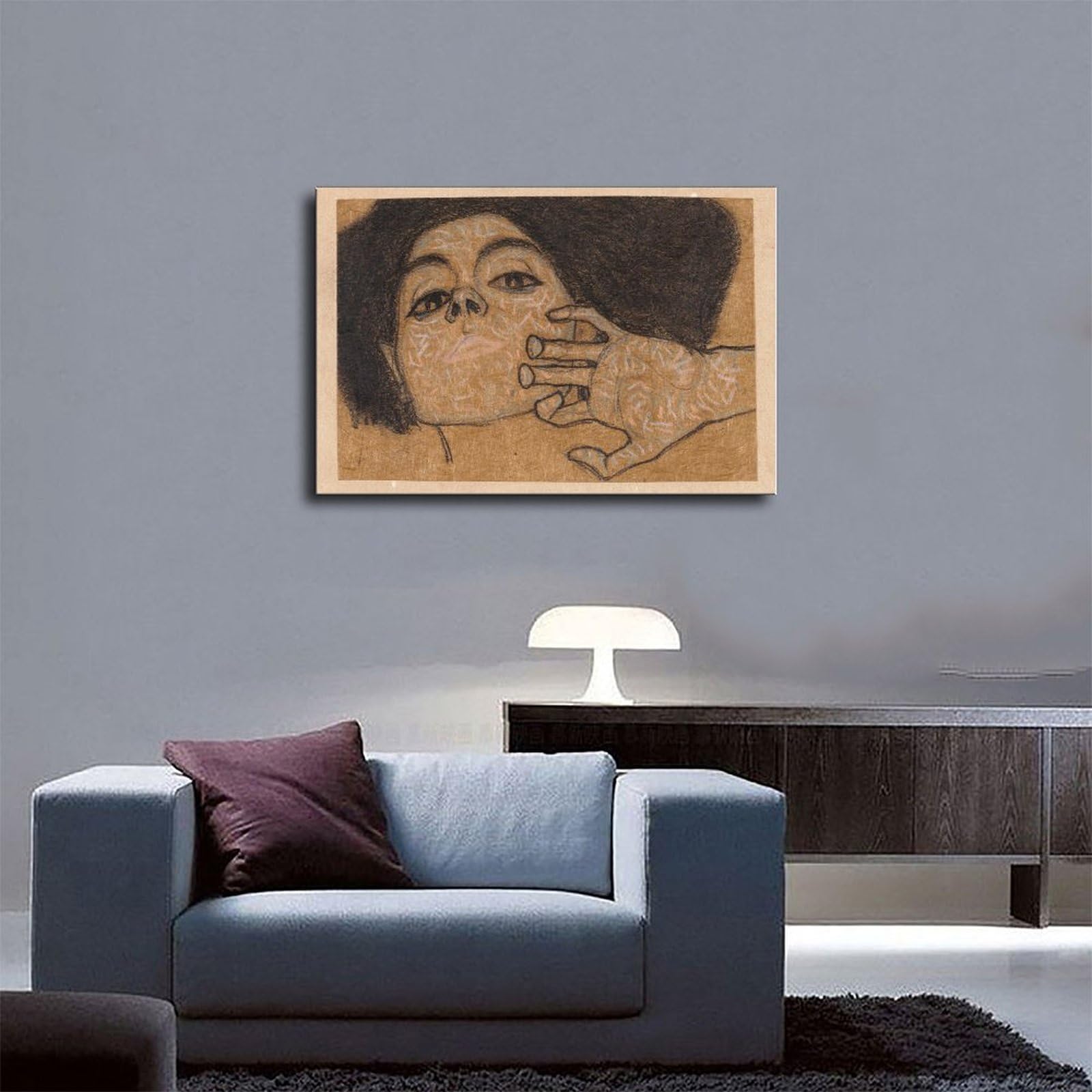 Poster su tela con testa di donna (1908), decorazione per la casa, idea
