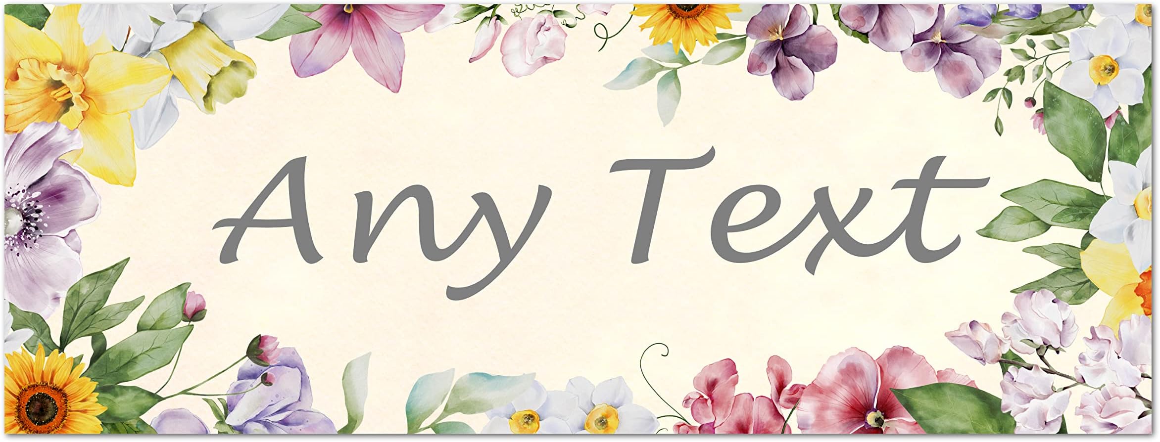 Personalised Floral Any Text, Any Name Metal Door Sign Plaque. Bedroom, Home Decor, Watercolour