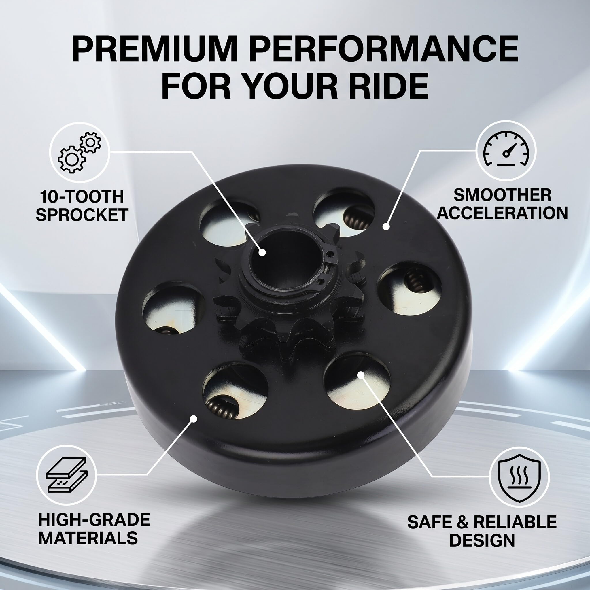 Cocoarm Zentrifugalkupplung, Premium Metal Go Kart Clutch mit Drehmoment für 420 Ketten 20mm 10T Mini -Fahrräder und Go Karts
