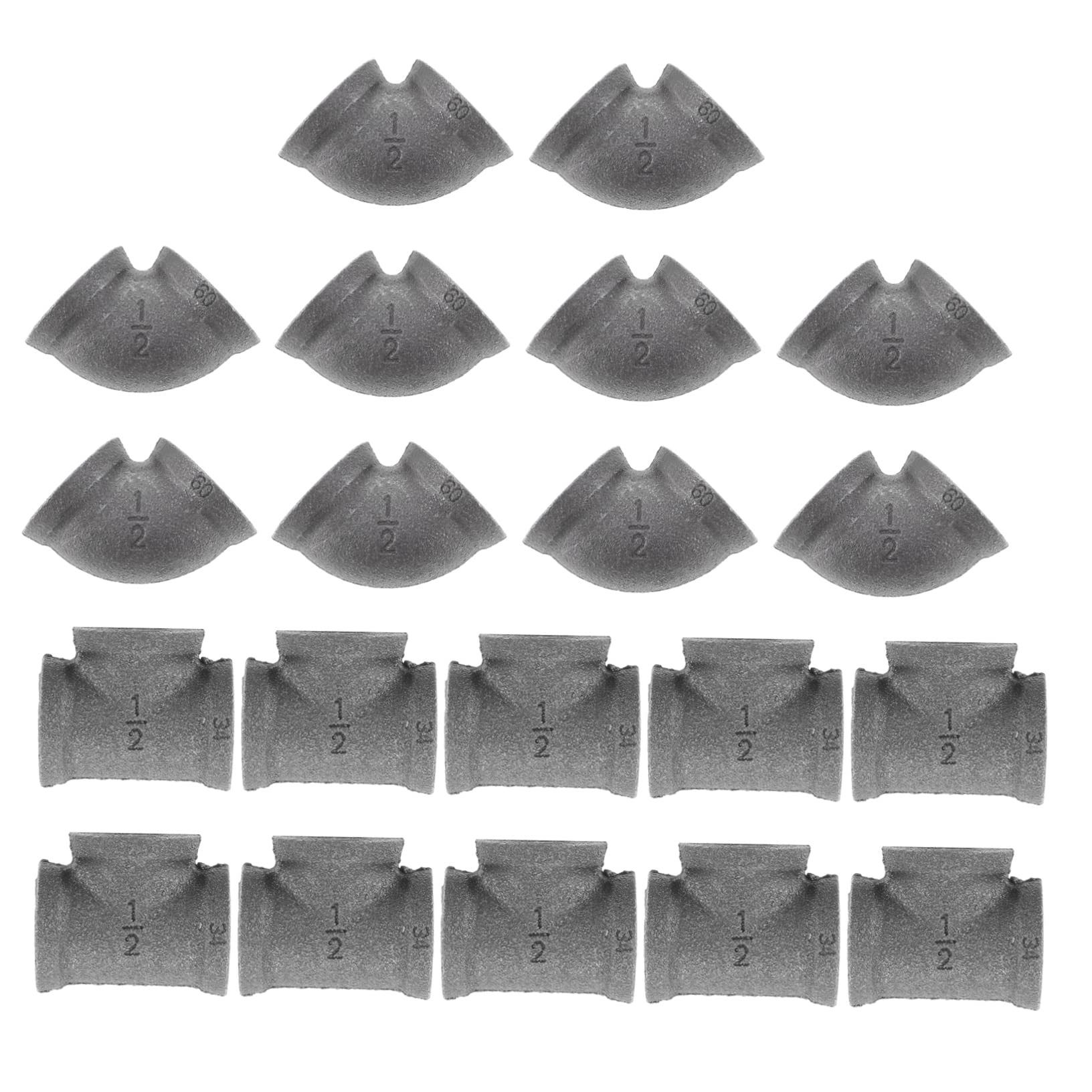 SEWACC Vintage Style Water Pipe Components 10pcs Elbow Fitting 5 * 4 Tee Connector Made of Steel Iron Ideal for
