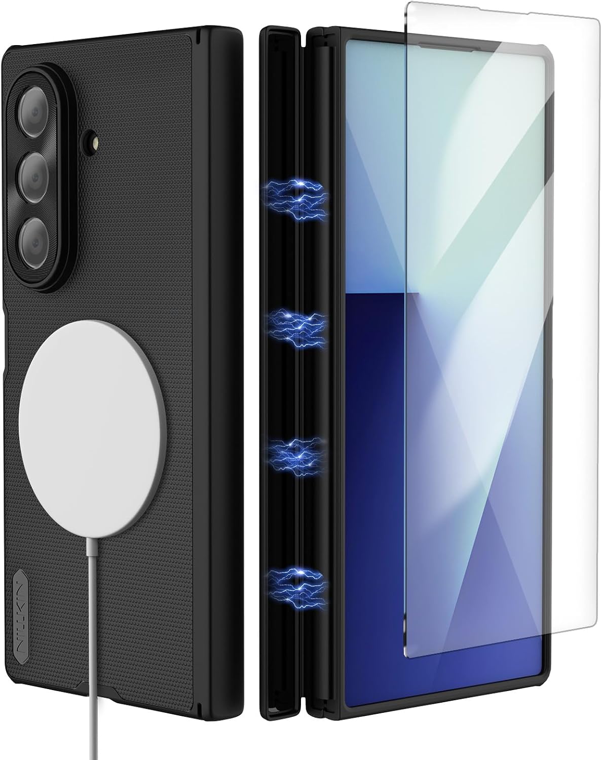 Nillkin Samsung Galaxy Z Fold 7 2025 Case Magsafe compatible – noir | Étui anti-rayon ultra-mince avec protection de la charnière magnétique, film d&rsquo;écran, conception minimaliste