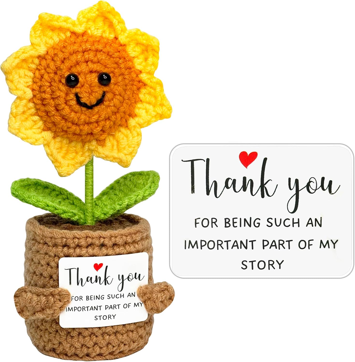 Funny Thank You Gifts for Women Men - Crochet Valentines Day Gifts for Her, Mini Gift for Friend, Mom, Teacher, Sister, Emotional Support Small Cute Stuff Things, Collectible Dolls