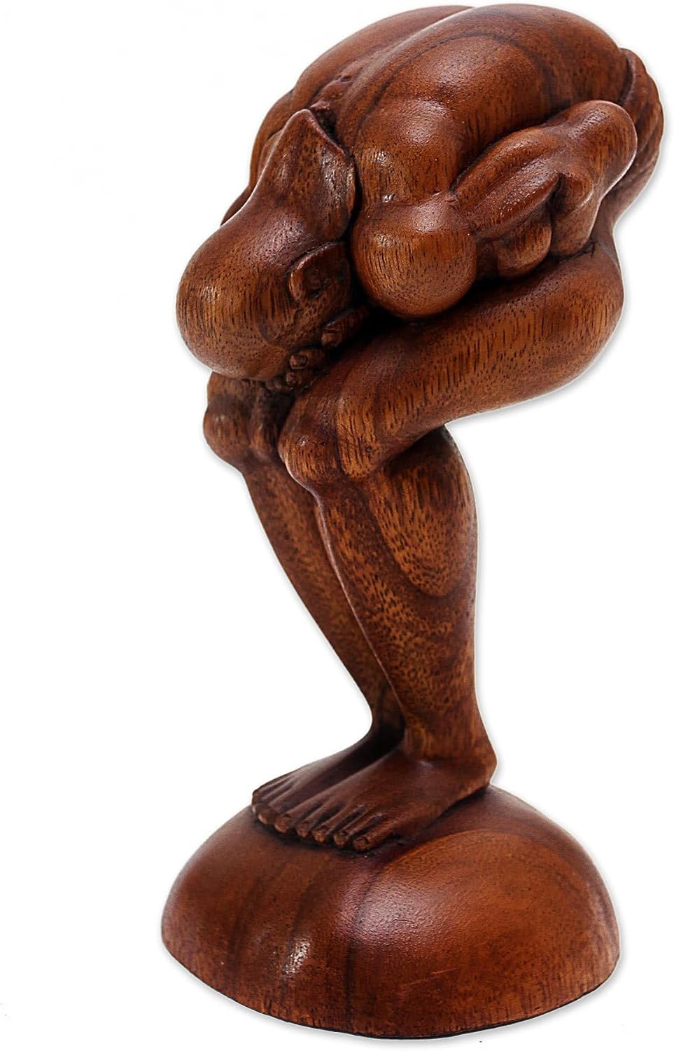 NOVICA Brown Yoga Suar Wood Sculpture, 7.5" Tall 'Bending Yogi'