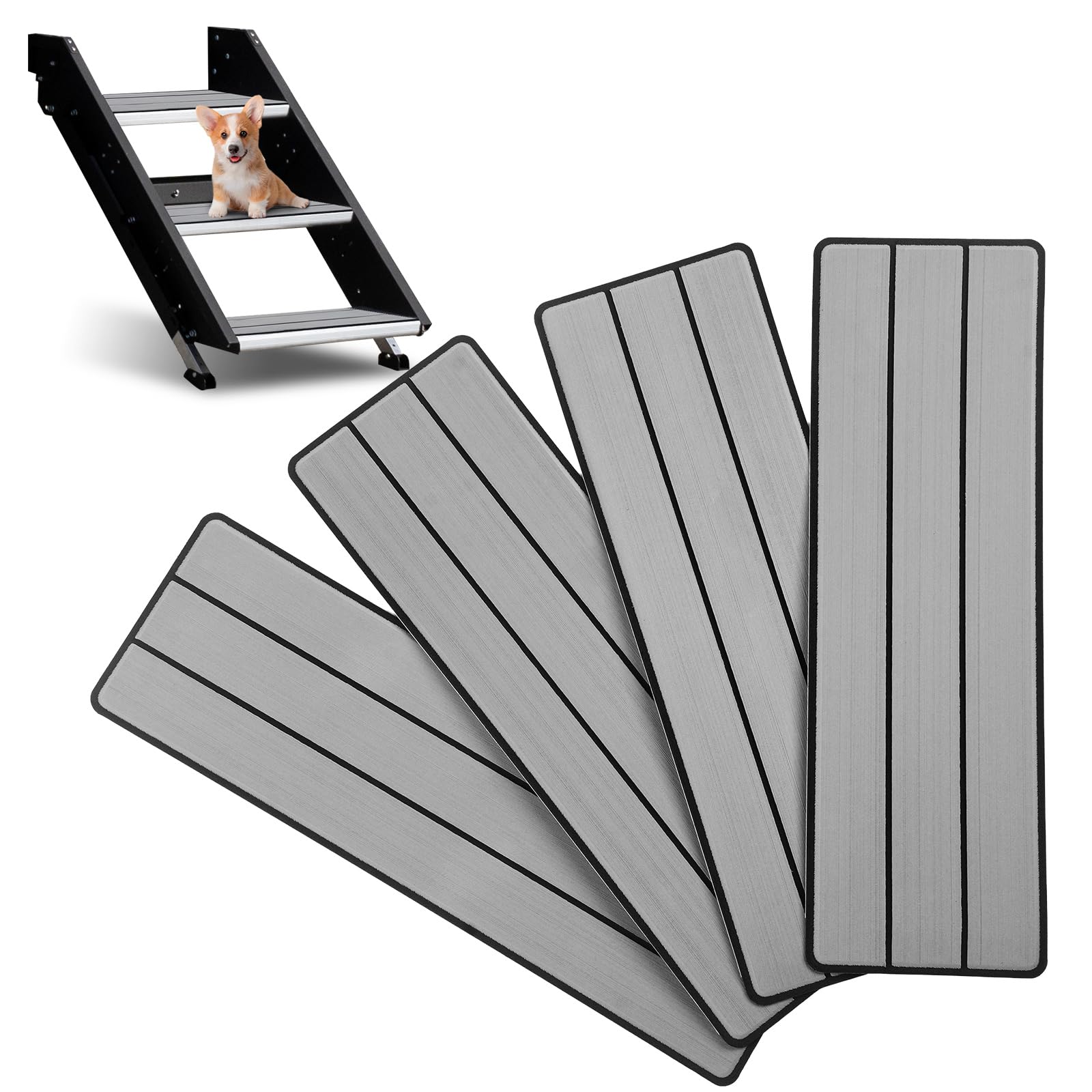 OCEANBROAD EVA Foam RV Step Cover 24''L x 7.5''W 4 Pack, Gray