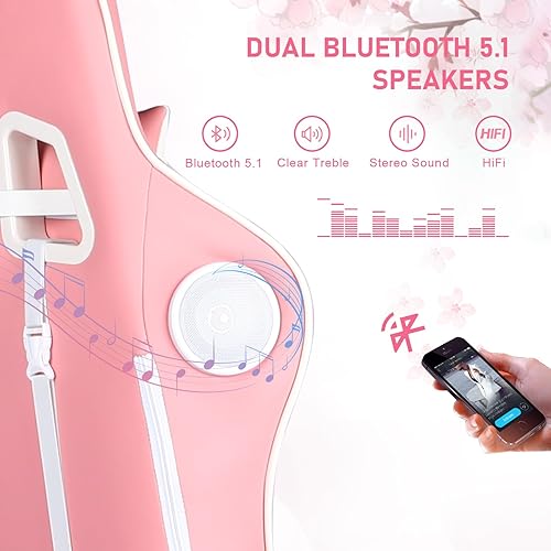 Miniatura 3 de GTRACING Silla de juegos con reposapiés, altavoces, silla de videojuegos, Bluetooth, música, resistente, ergonómica, para computadora, oficina,